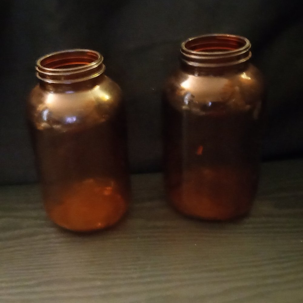 LOT OF 2 - Vintage Duraglas Amber Medicine Jar Glass Bottle